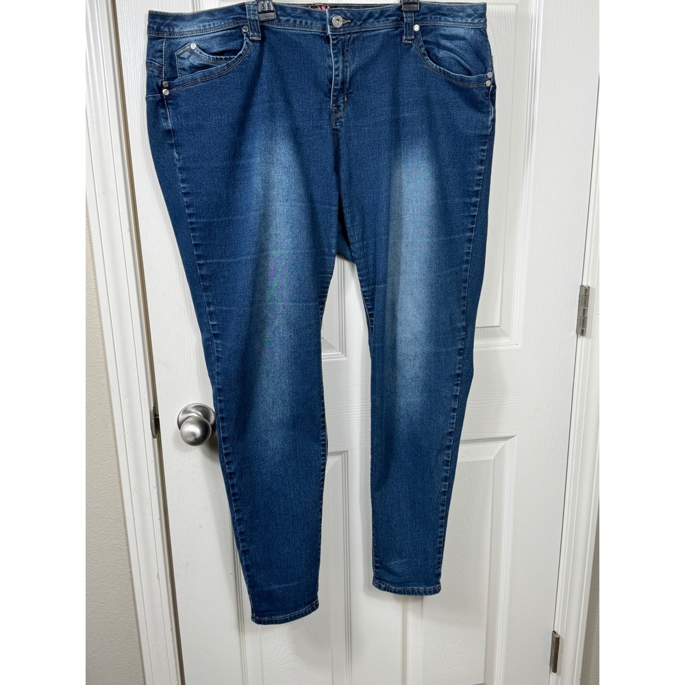 IDK Denim Jeans Plus Size Embellished Pockets Dark Wash Comfort Stretch‎ 22W